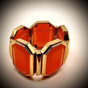 Vintage Juicy Couture Orange & Gold Tone Stretch Cuff Bracelet-Excel Condition